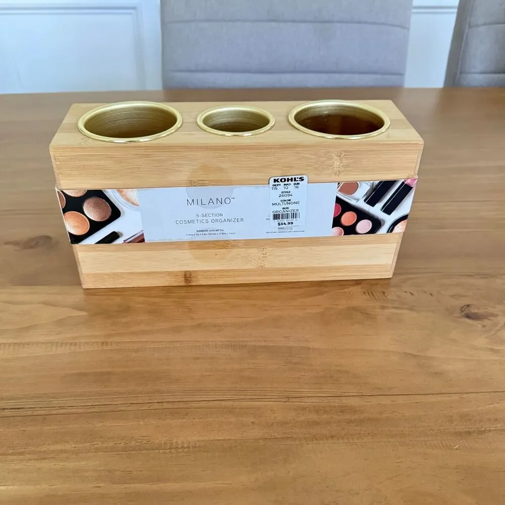 Milano Bamboo 5 Section Cosmetic Beauty Hair Tools Organizer